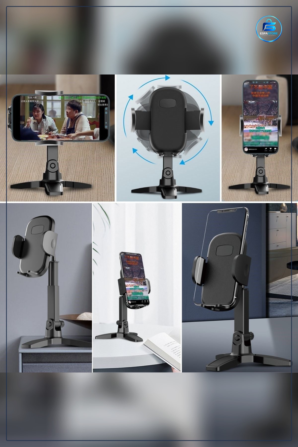 Masaüstü Telefon Standı Döner Başlıklı Ayaklı Cihaz Tripodu Yükseklik Ayarlanabilir Pratik Kullanım