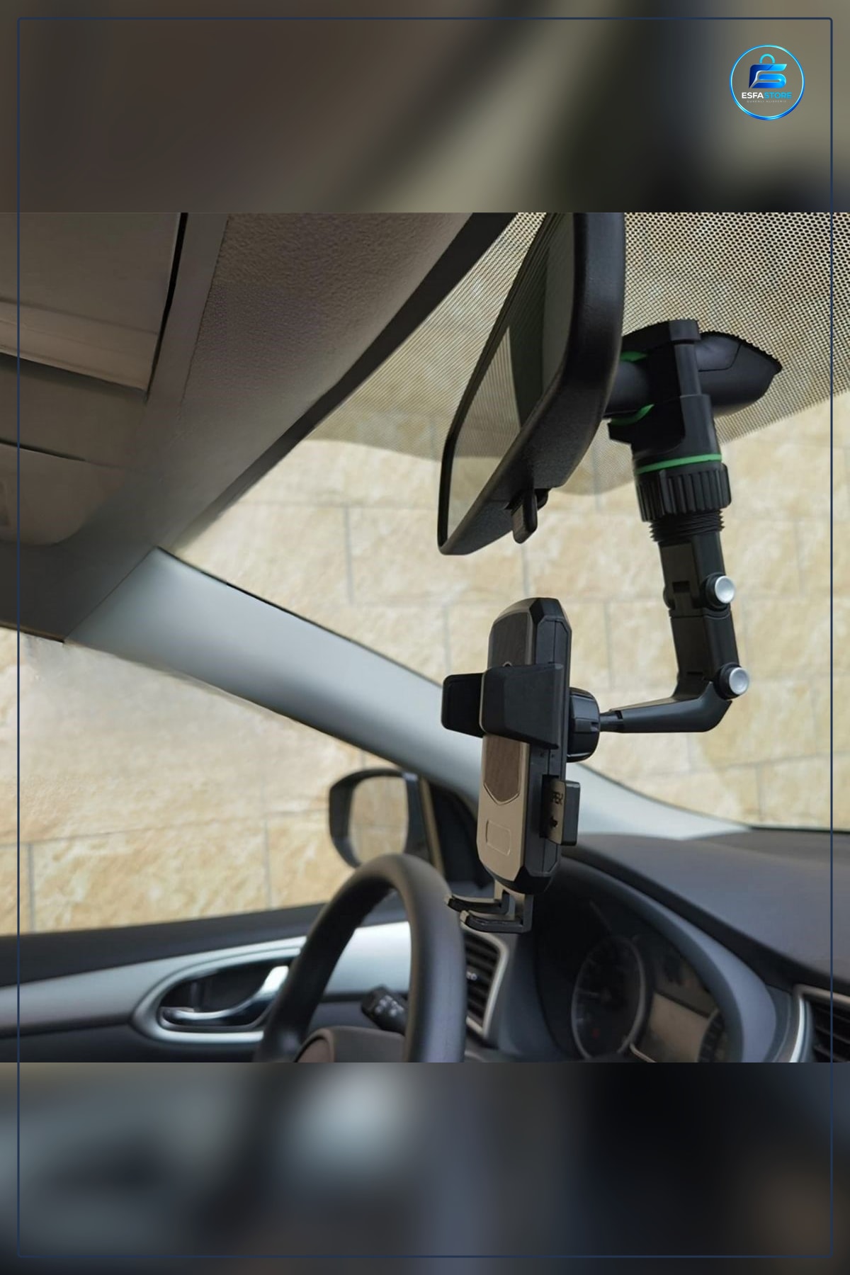 Dikiz Aynasına Takılabilen Eklemli Telefon Tutucu Döner Başlıklı Ayarlanabilir Araç İçi Pratik