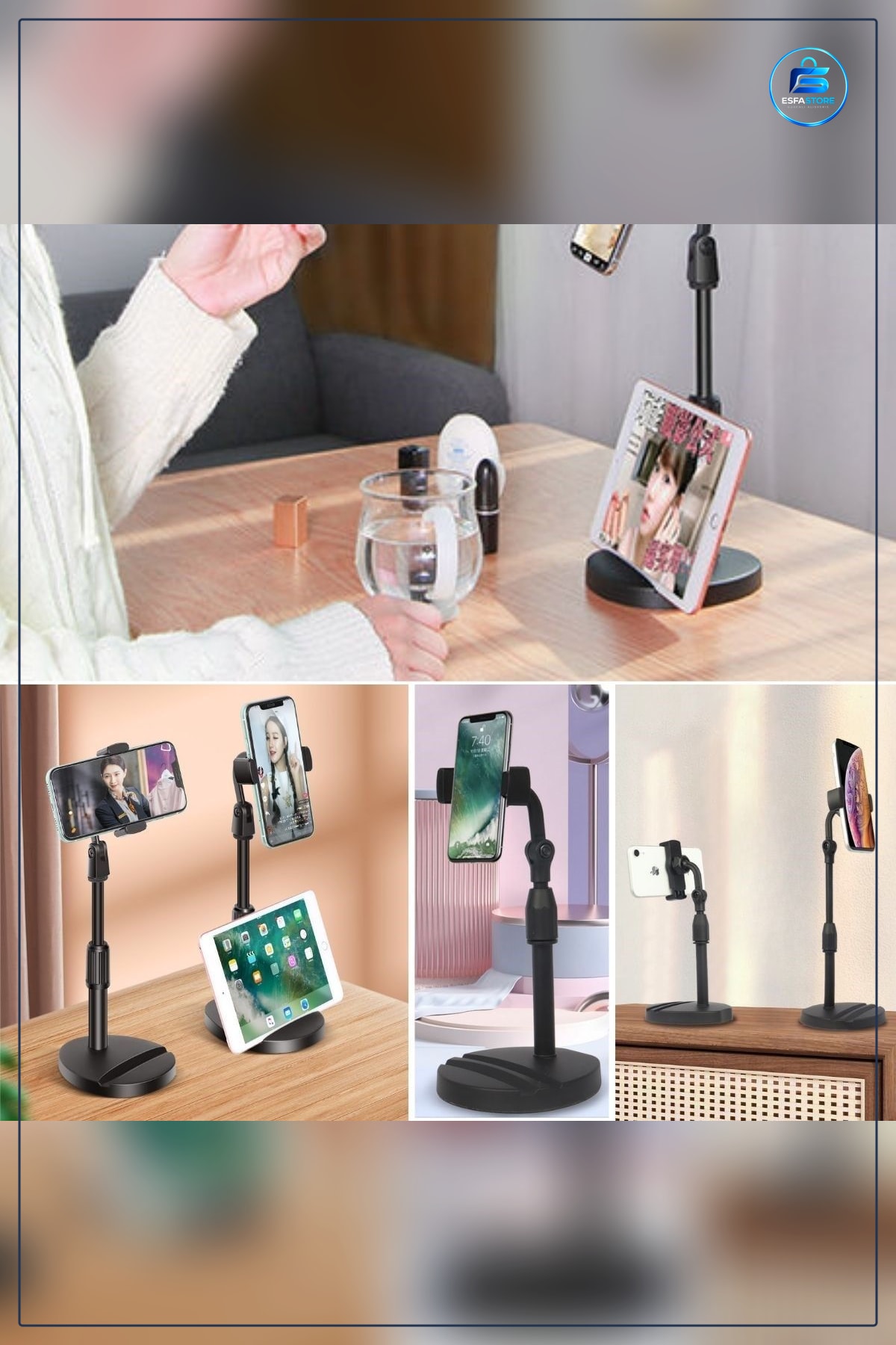 Masa Üstü Tablet ve Telefon Tutucu Plastik Aparat Ayarlanabilir Yükseklik Açılı Ergonomik Stand