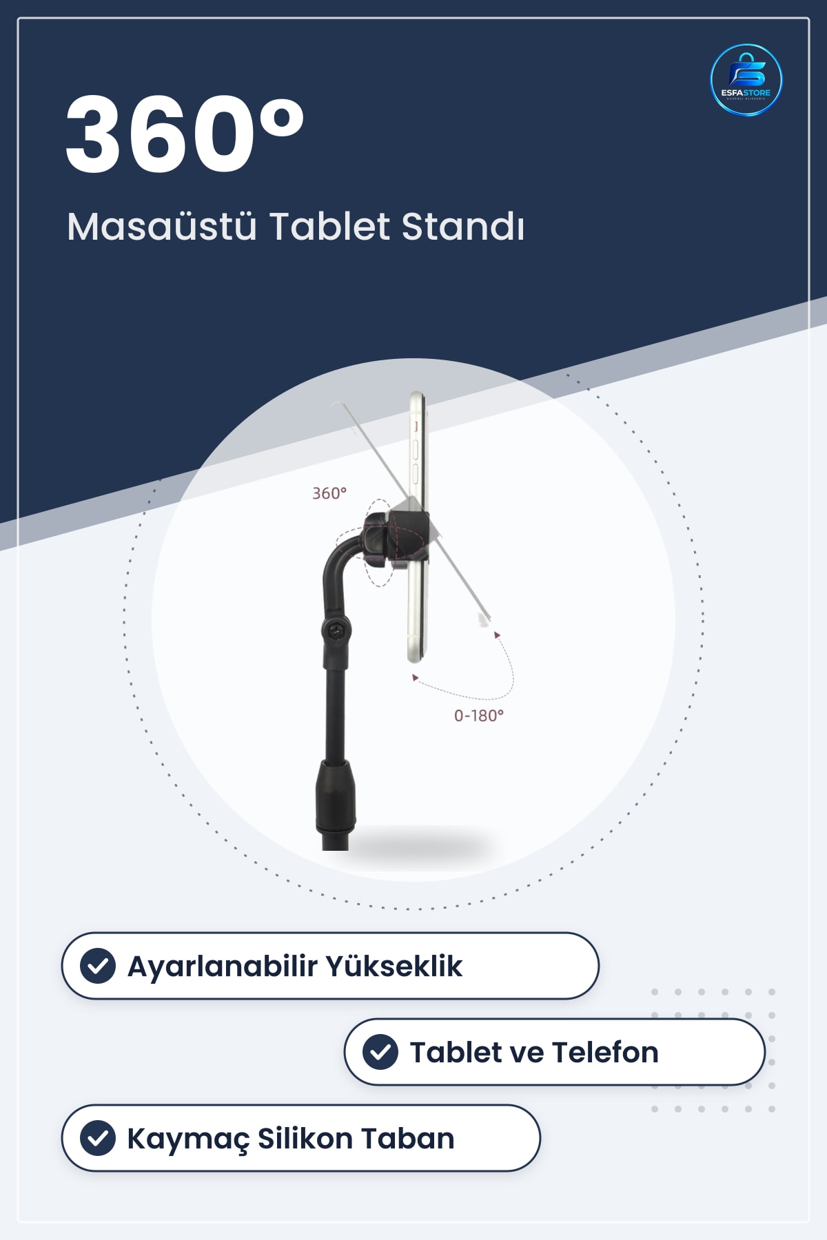 Masa Üstü Tablet ve Telefon Tutucu Plastik Aparat Ayarlanabilir Yükseklik Açılı Ergonomik Stand