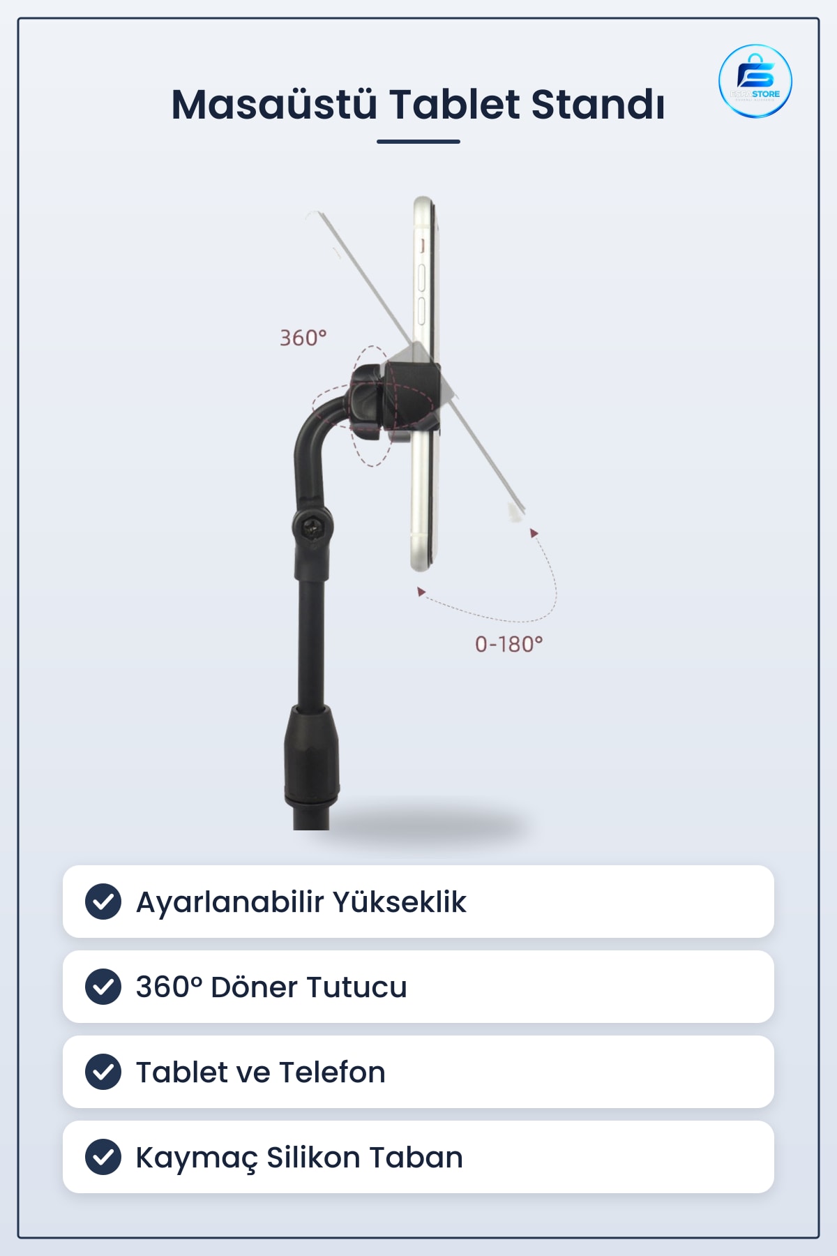Masa Üstü Tablet ve Telefon Tutucu Plastik Aparat Ayarlanabilir Yükseklik Açılı Ergonomik Stand