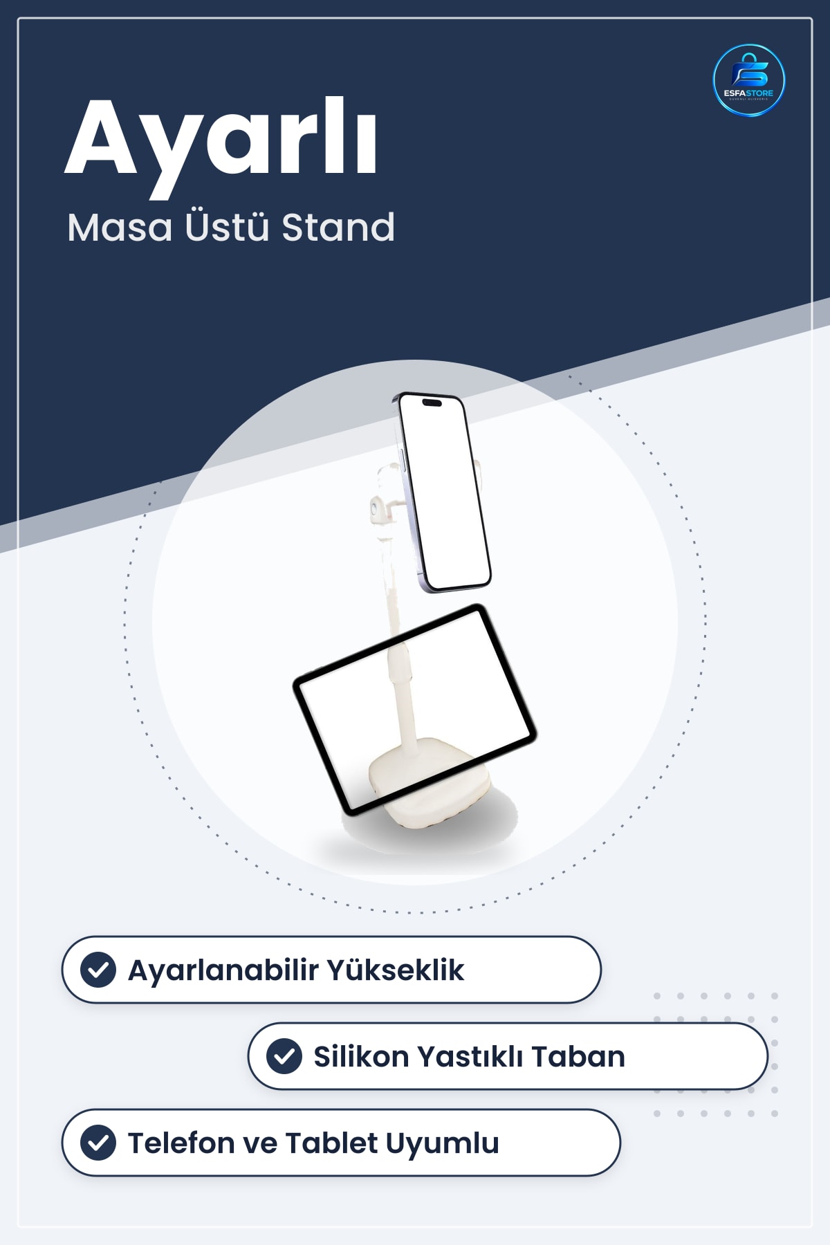 Masa Üstü Tablet ve Telefon Standı Ayarlanabilir Plastik Eller Serbest Kullanım Dayanıklı Pratik
