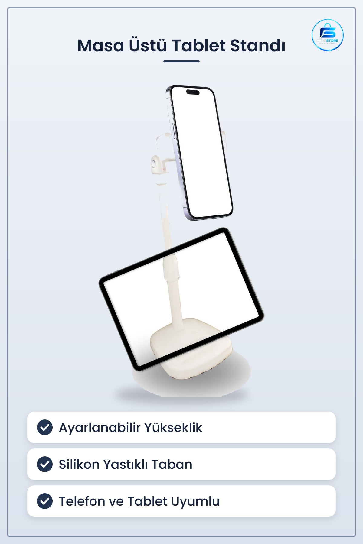 Masa Üstü Tablet ve Telefon Standı Ayarlanabilir Plastik Eller Serbest Kullanım Dayanıklı Pratik