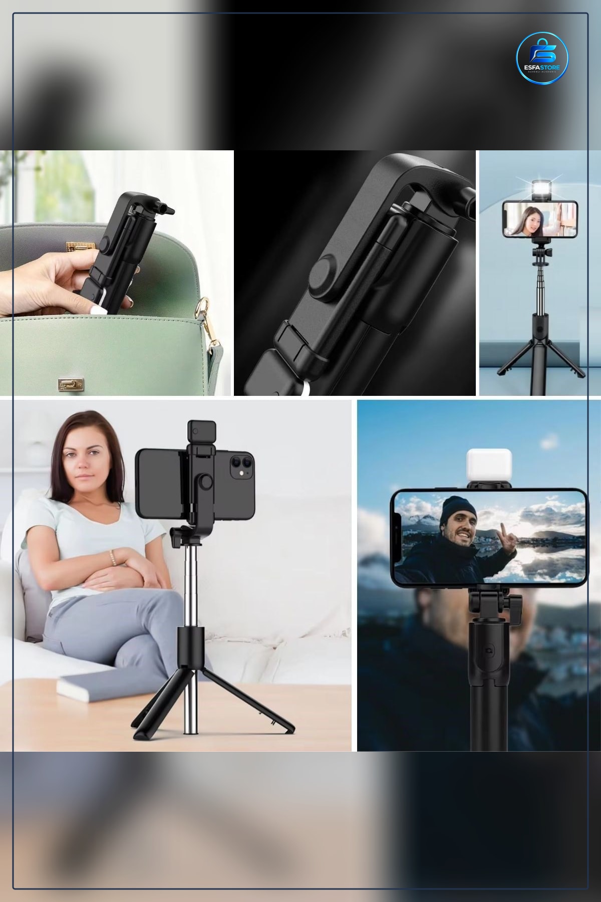 Kablosuz Kumandalı LED Işıklı Uzayabilen Selfie Çubuğu Masa Üstü Tripod Taşınabilir Kullanışlı