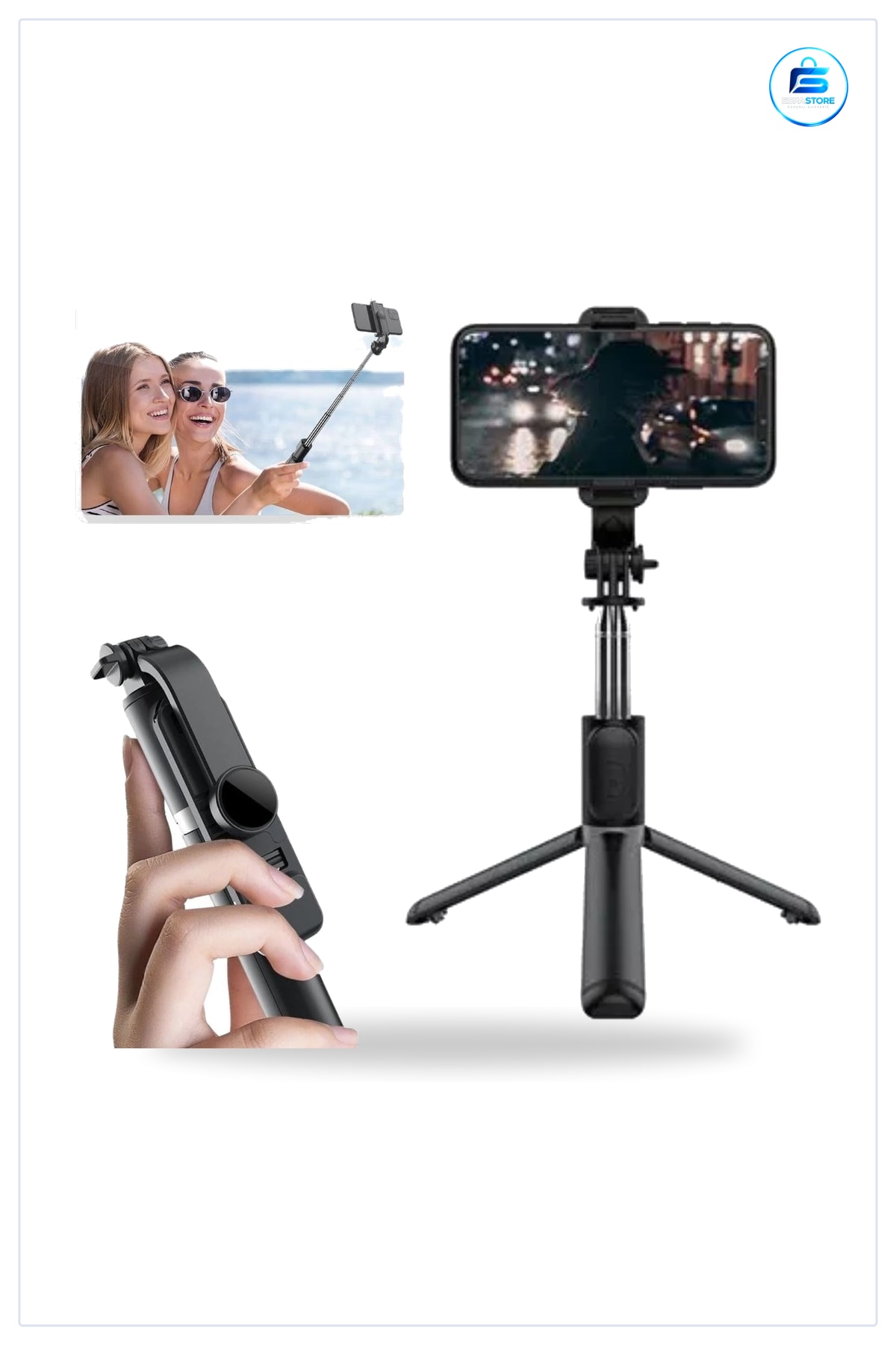 Kablosuz Kumandalı Selfie Çubuğu Masaüstü Tripod Telefon Tutuculu Ayarlanabilir Dayanıklı Pratik