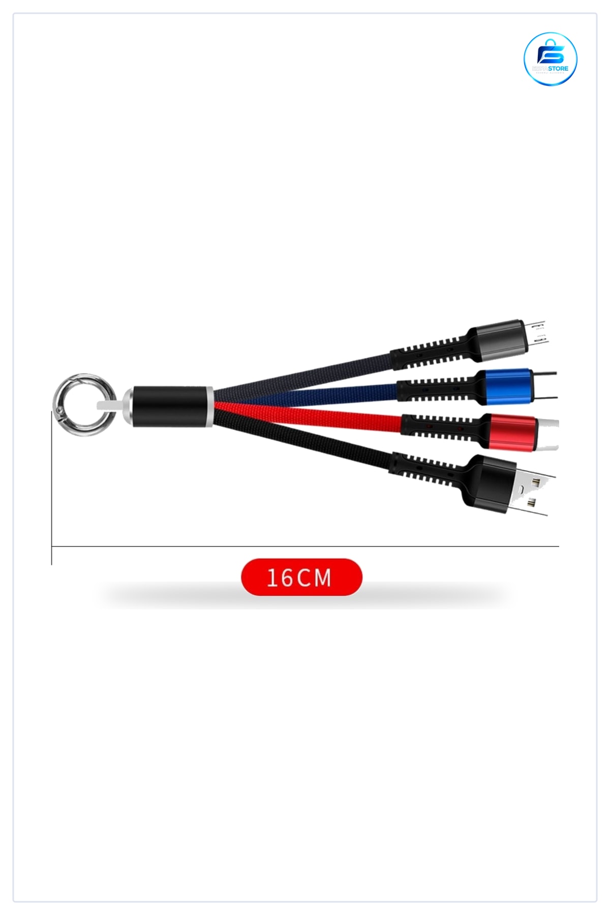 Işıklı Anahtarlık Model Üçlü Şarj Kablosu Mikro USB Type C ve iPhone Uyumlu Taşınabilir Pratik