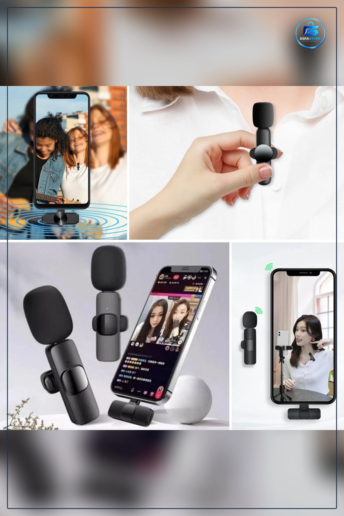 Kablosuz Yaka Mikrofonu Type C Dönüştürücülü Android ve iPhone Uyumlu Klipsli Ses Kayıt Cihazı