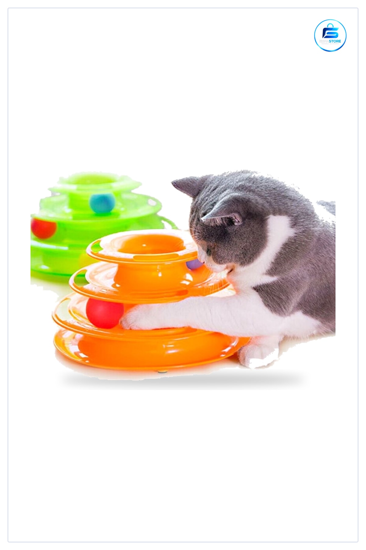Üç Katlı Kedi Oyuncağı Top Yakalama Kulesi Eğlenceli Oyun Seti 24 cm Kaymaz Pedli Tabanlı