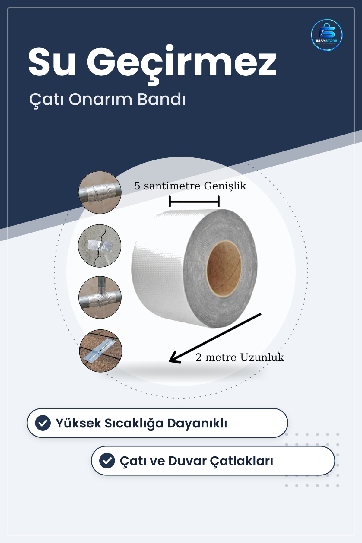 Yüksek Sıcaklu011fıa Dayanan Su Geçirmez Folyo Bant Çatı Duvar Çatlak Onarıcı Yapışkan Tamir Bandı