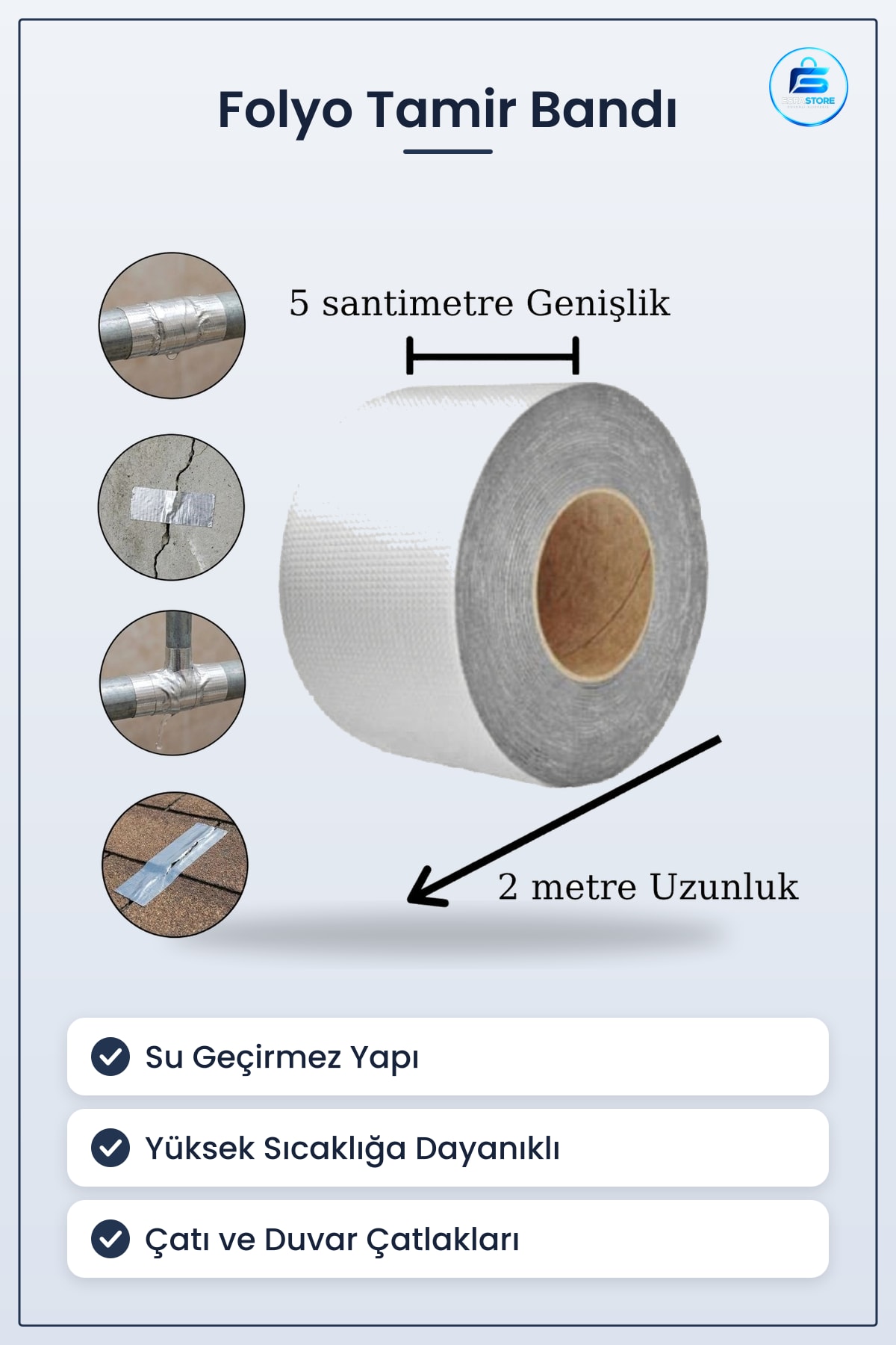 Yüksek Sıcaklu011fıa Dayanan Su Geçirmez Folyo Bant Çatı Duvar Çatlak Onarıcı Yapışkan Tamir Bandı