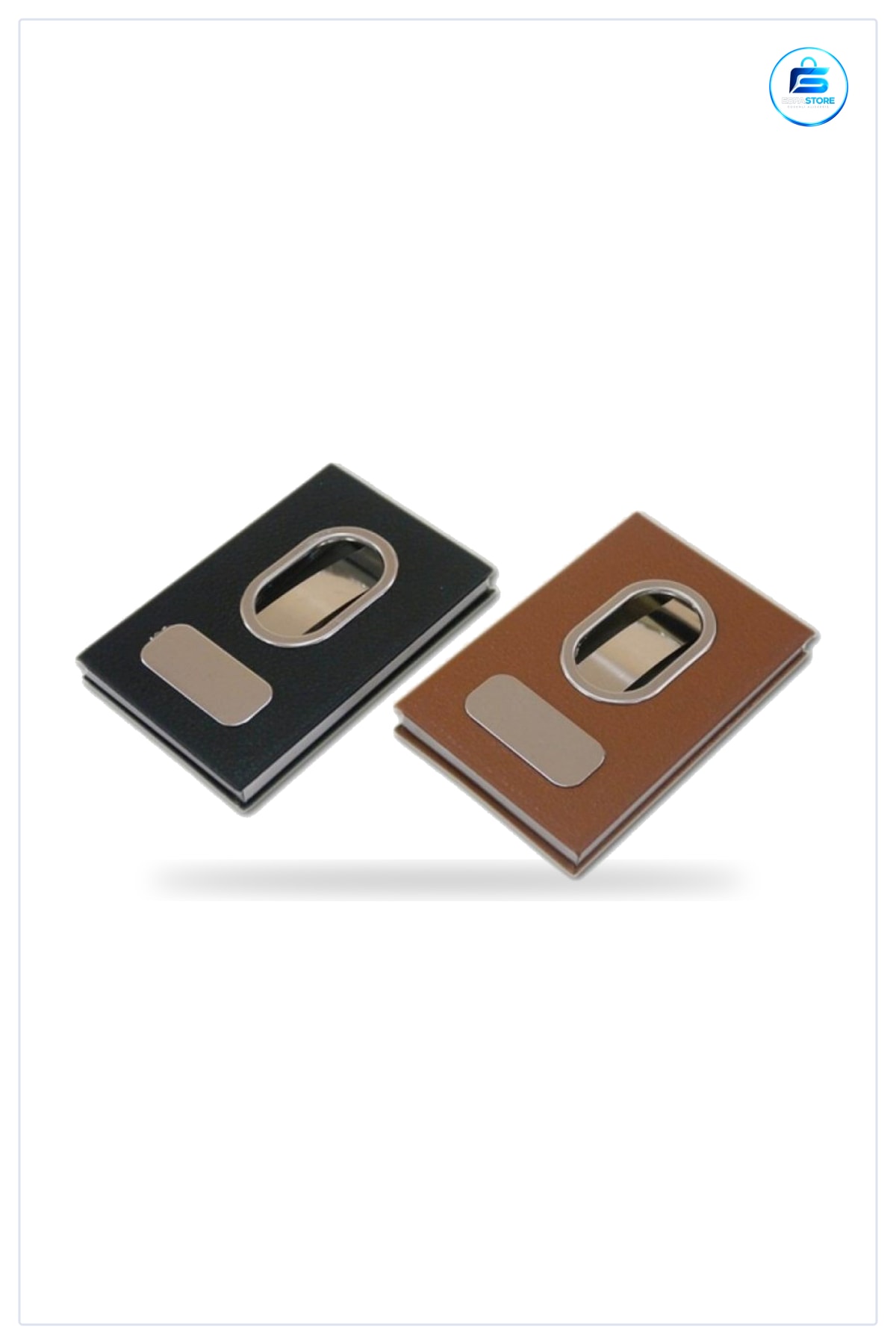 Parmak Sürgülü Kartvizitlik Suni Deri Mekanizmalı Kartlık Cüzdanı Krom Kasa 9,7 cm x 6,3