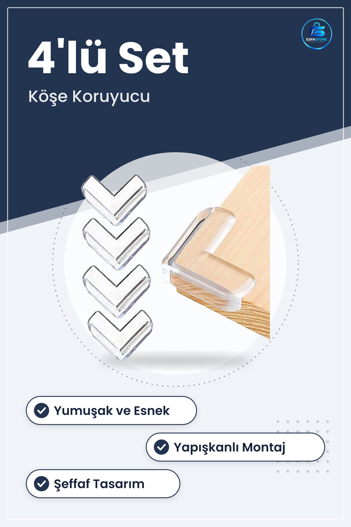 Çocuk Güvenliği İçin Yumuşak Esnek Yapışkanlı Mobilya Köşe Koruyucu Masa Sehpa Dolap Kenar Aparat