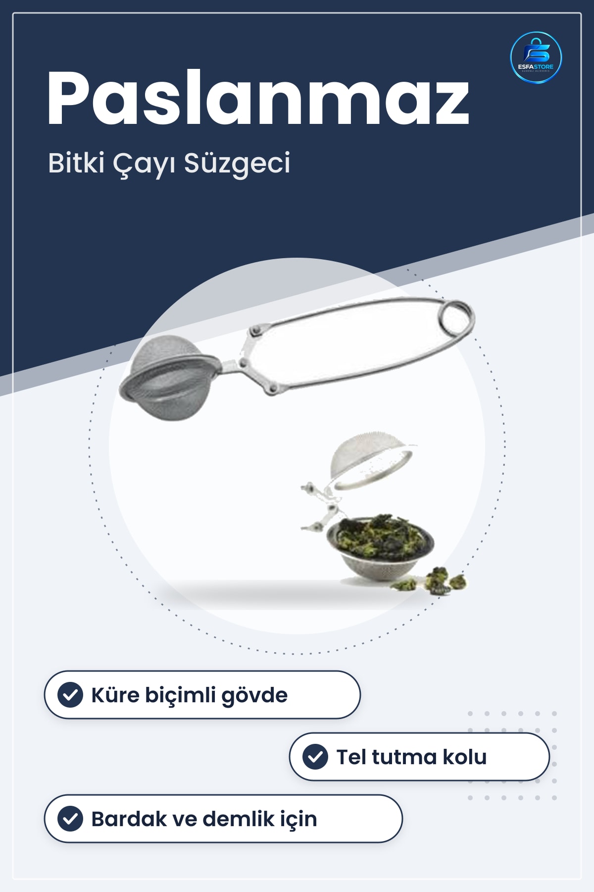 Paslanmaz Metal Bitki Çayı Demleme Süzgeci Aparatı Pratik Kullanışlı Dayanıklı Hediyelik Mutfak