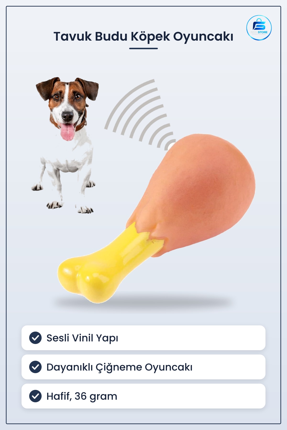 Köpekler İçin Tavuk Budu Şeklinde Sesli Vinil Eğitici Eğlenceli Çiğneme Oyuncağı Dayanıklı Pratik