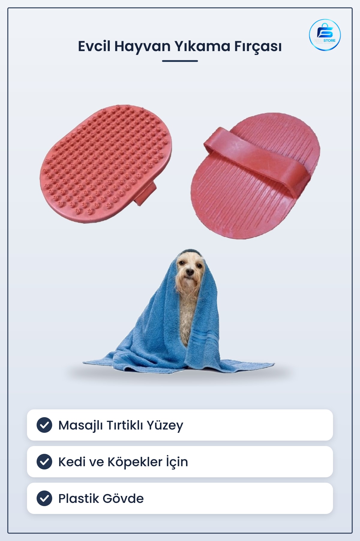Evcil Hayvan Yıkama Fırçası Kedi Köpek İçin Masajlı Pratik Kullanım Tüy Temizleme Aparatı