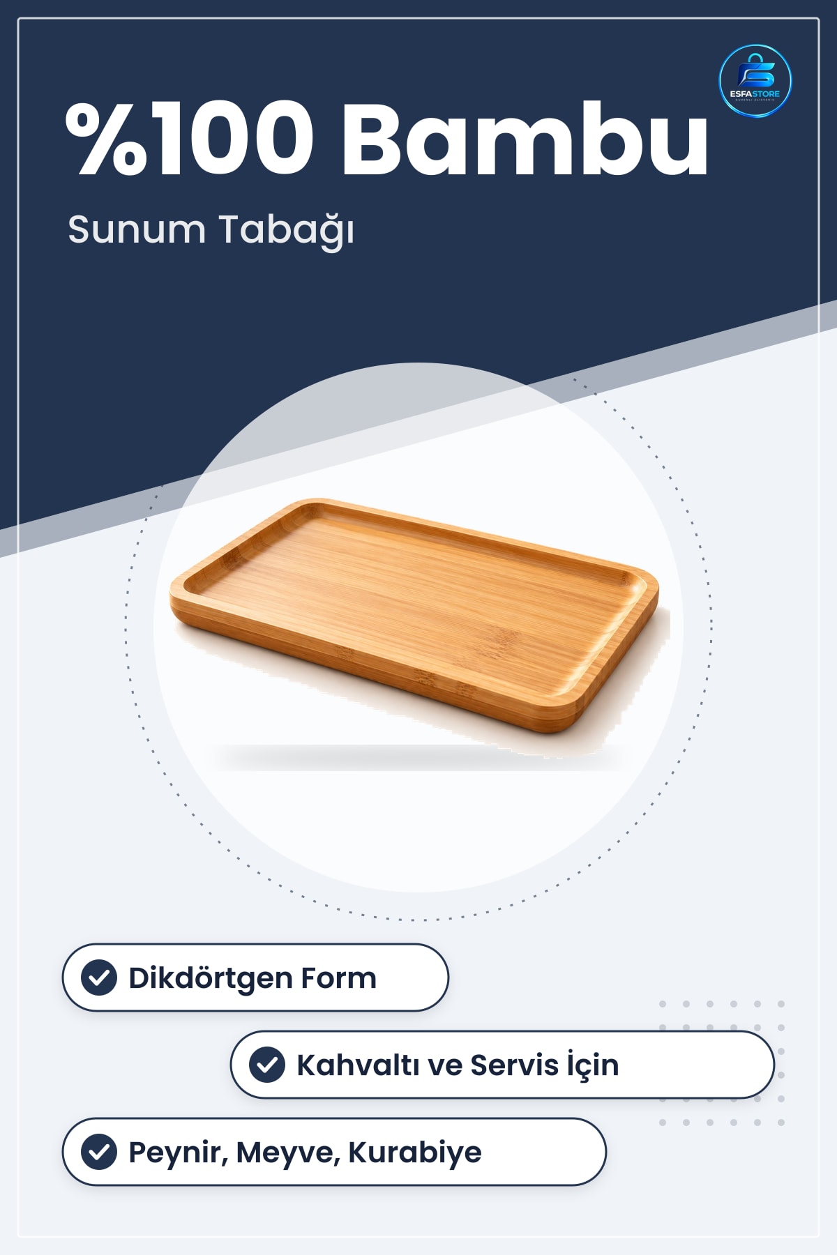 Bambu Sunum Tabağı Emmy 18 cm Dikdörtgen Kahvaltılık Servis Doğal Ahşap Görünümlü Mutfak